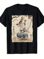 Samurai Rabbit Archer Graphic T-Shirt Japanese Manga Style Warrior Bunny Tee