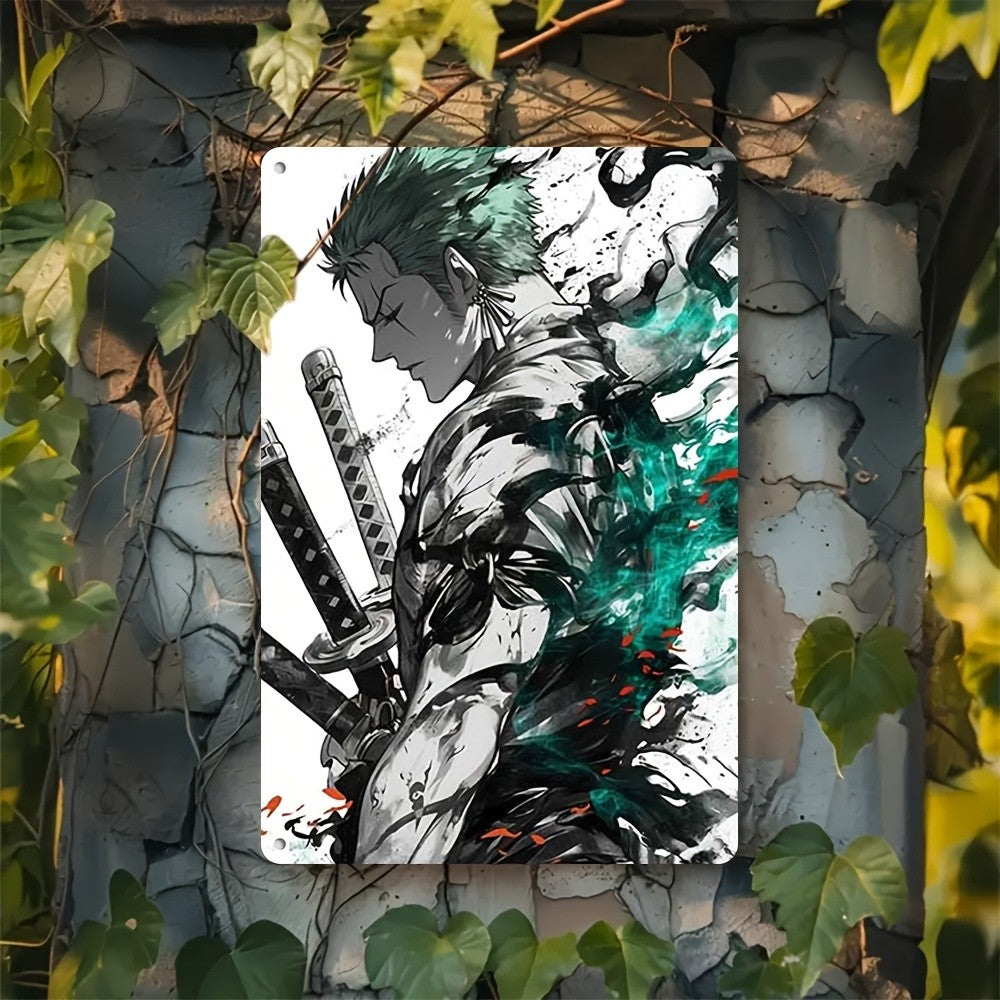 Warrior Anime Tin Sign - Katana Fighter Metal Poster Wall Art Decor Plaque