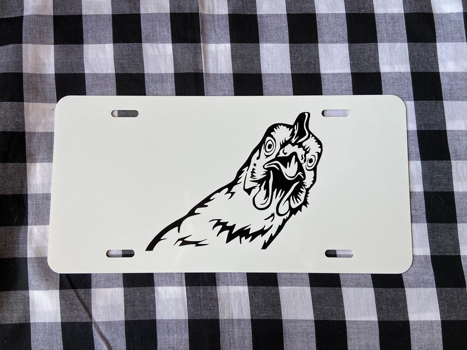Peeking Chicken License Plate Funny Farm Animal Front Car Tag Decor Gift
