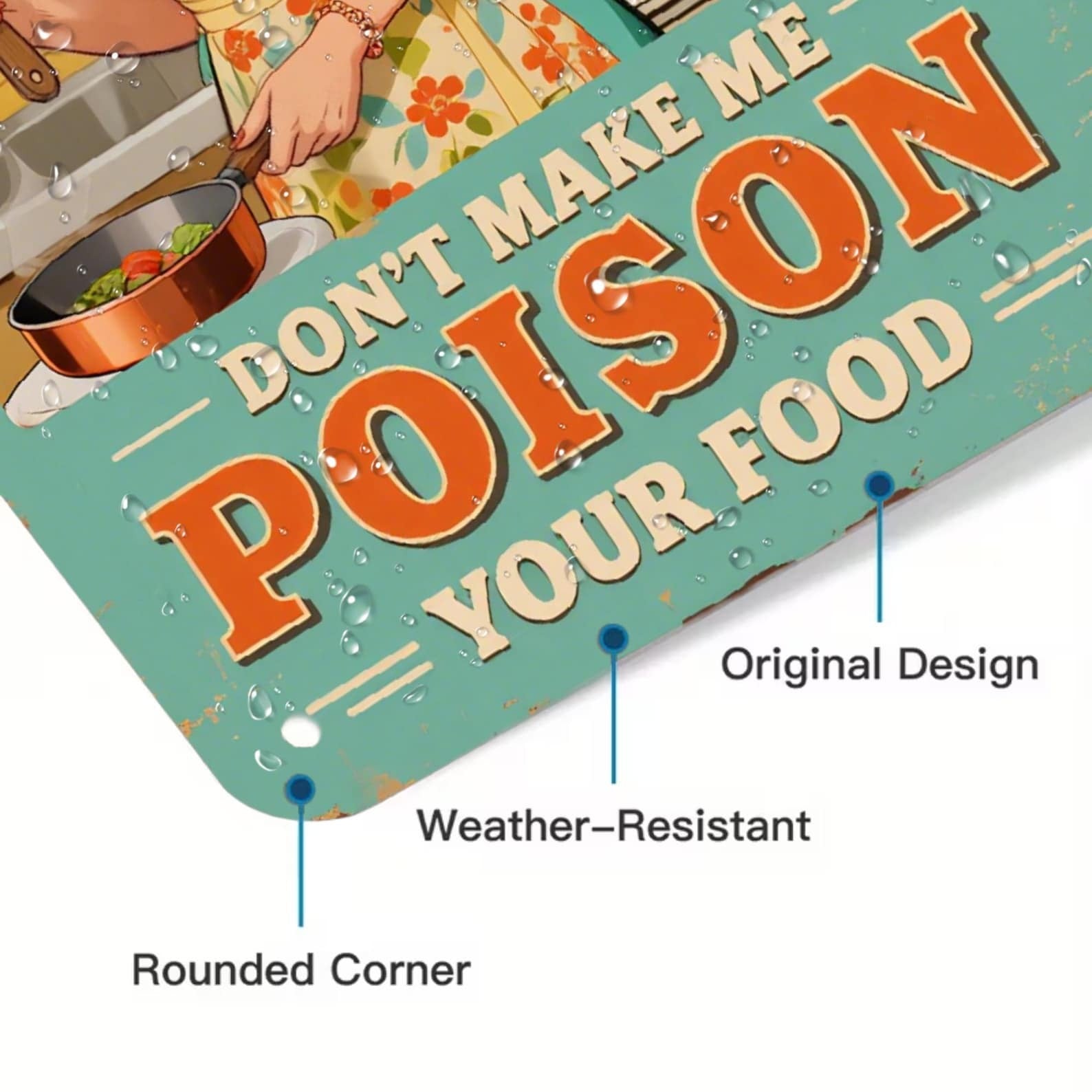 Don't Make Me Poison Your Food Metal Tin Sign Funny Kitchen Wall Decor