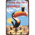 Lovely Day For A Beer Metal Tin Sign - Classic Toucan Irish Stout Wall Decor