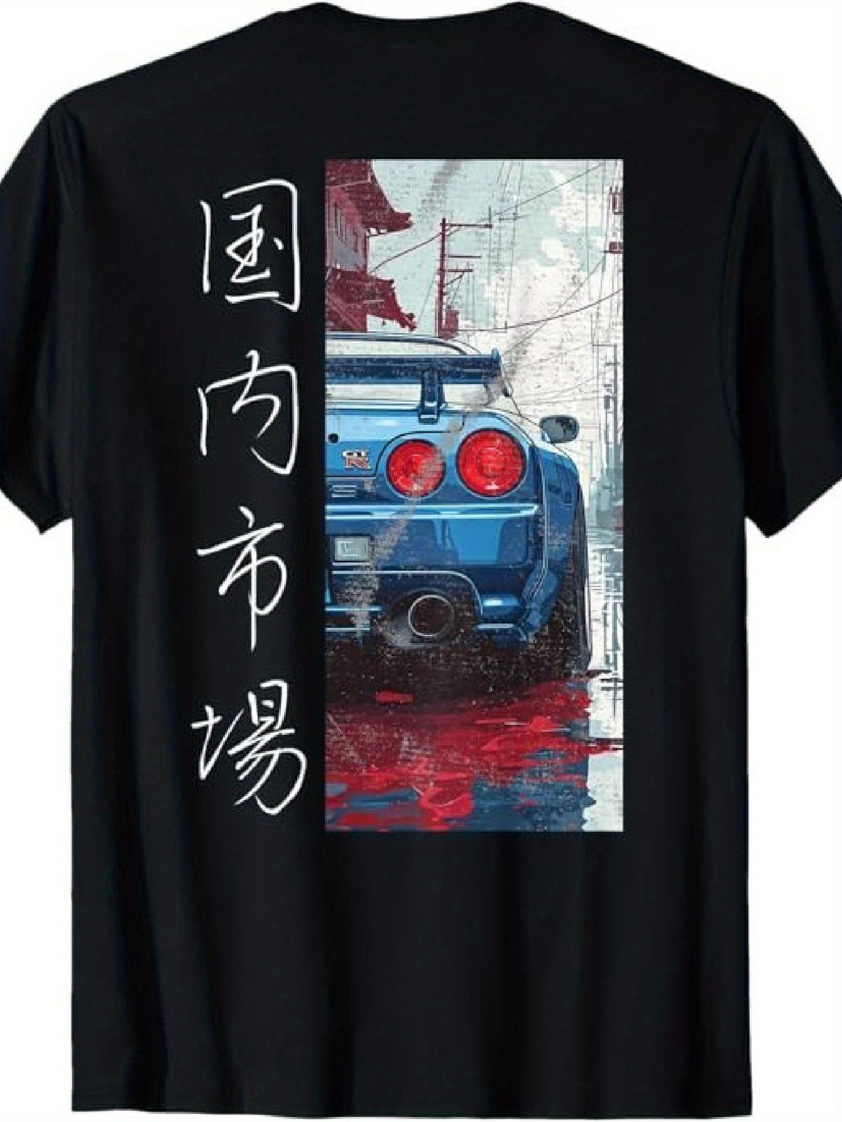 JDM Drift Car T Shirt Japanese Street Racing Graphic Anime Style Casual Tee