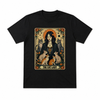 Cat Lady Tarot Card Graphic T-Shirt Gothic Witchy Cat Mom Mystic Aesthetic Tee