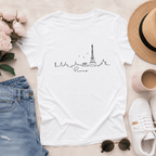 Paris Skyline T-Shirt | Minimalist Eiffel Tower Cityscape Graphic Tee