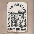 Rustic Cowboy Tin Sign - Inspirational "Light The Way" Metal Poster Wall Art