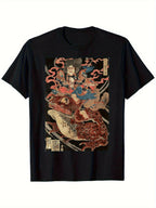 Vintage Samurai Riding Giant Toad Graphic T-Shirt Japanese Art Tee