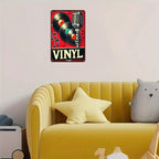 Rustic Vinyl Records Tin Sign - Microphone Metal Poster Wall Art Decor