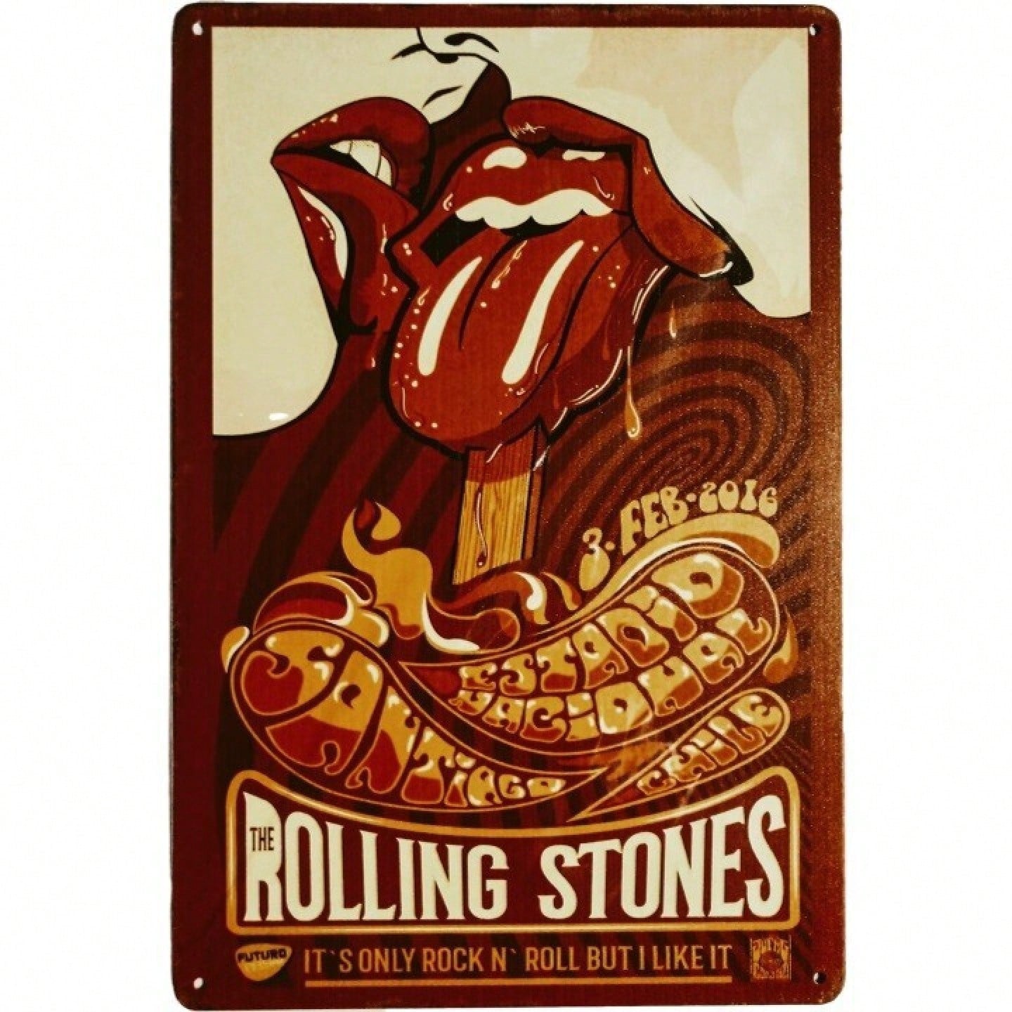 Rock and Roll Retro Metal Tin Sign - Vintage Chile Stadium Music Poster Art