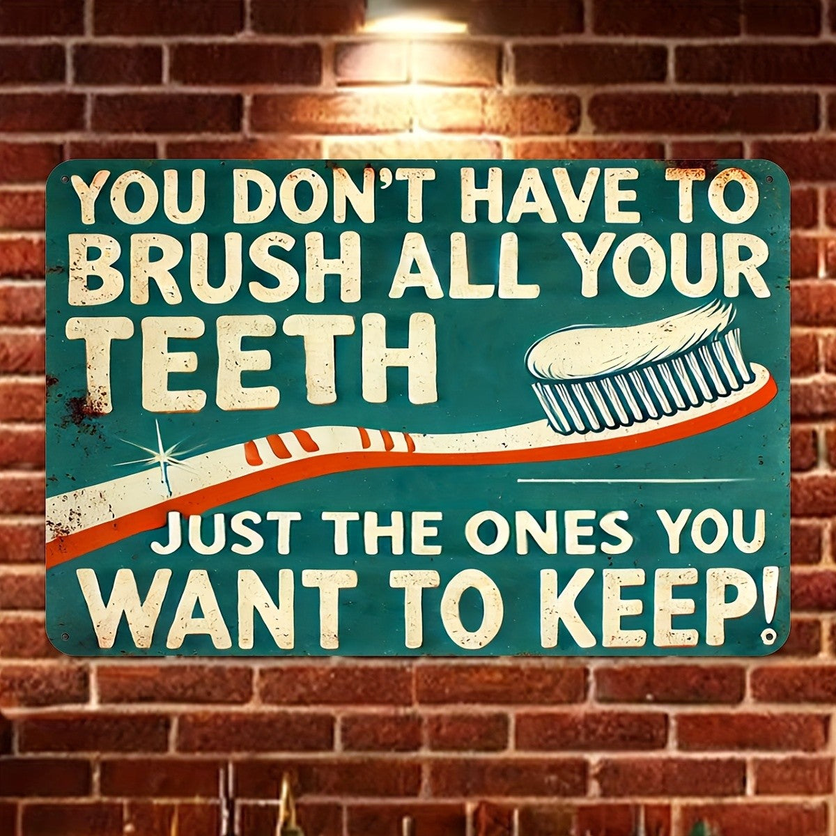 Funny Dental Metal Sign - Retro "Keep Your Teeth" Humorous Tin Wall Decor