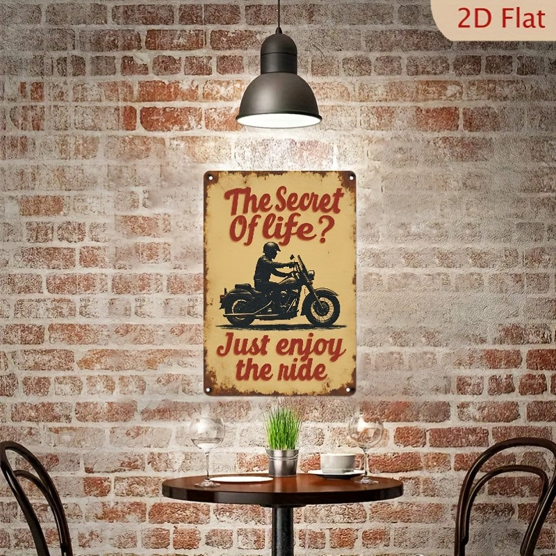 Just Enjoy The Ride" Metal Sign - Motorcycle Tin Wall Art Decor Plaque