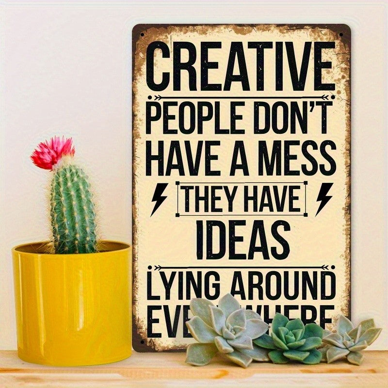 Creative People Ideas Metal Tin Sign Funny Art Studio Decor Messy Room Wall Art