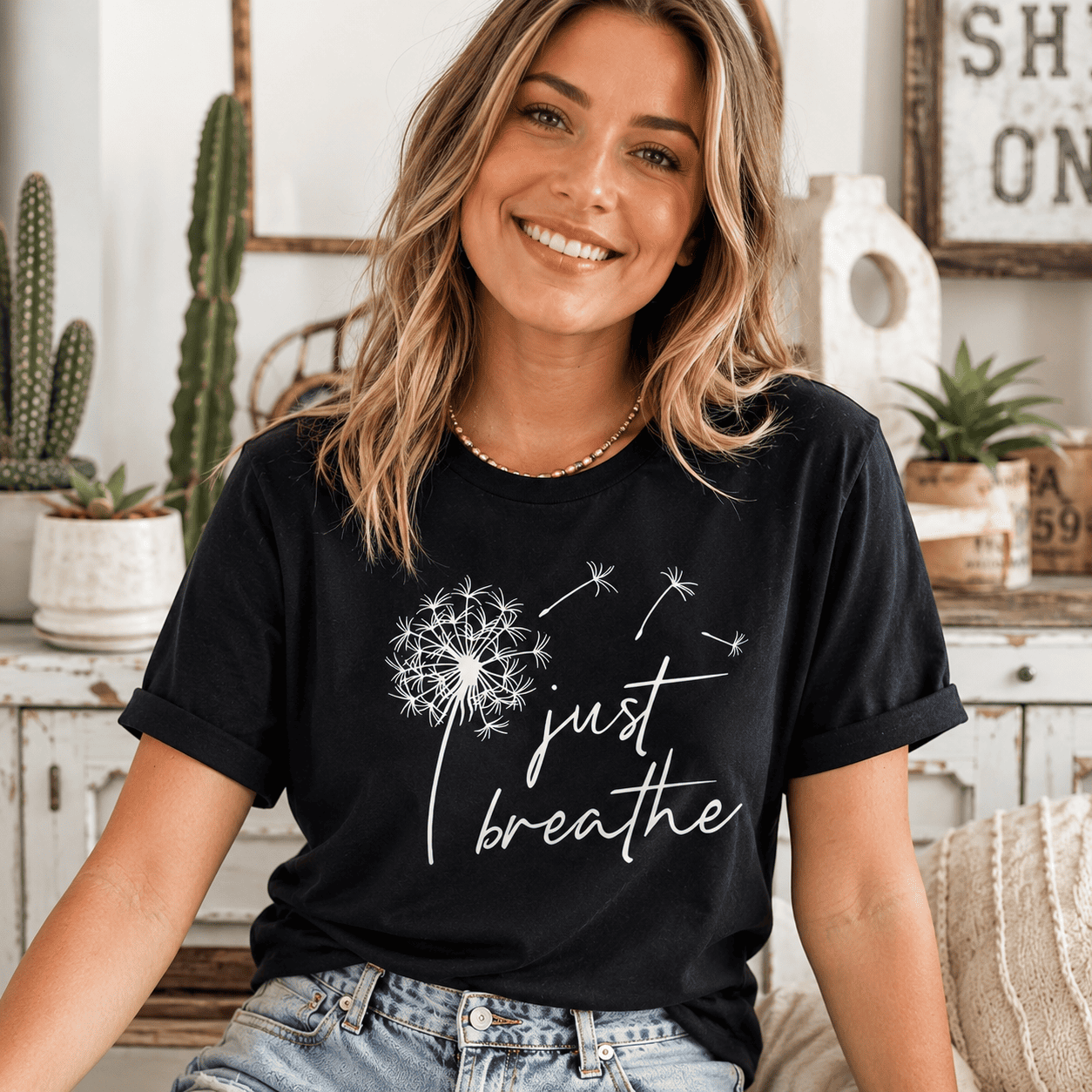 Just Breathe Dandelion T-Shirt | Minimalist Wellness Graphic Tee