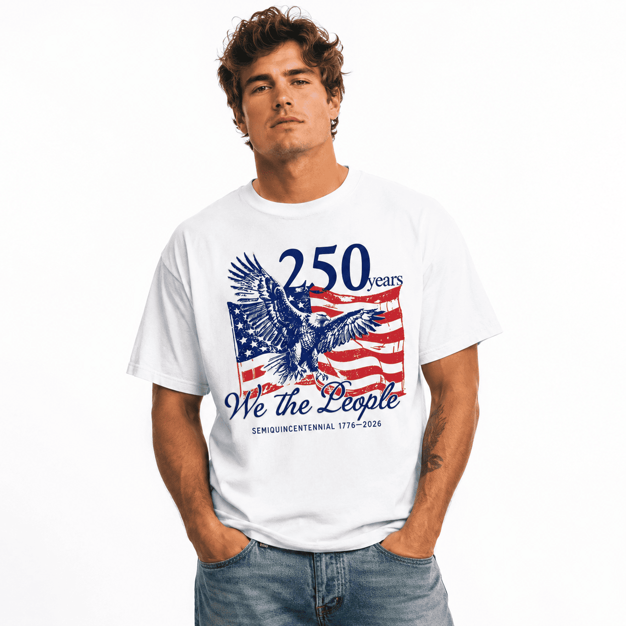 We The People 1776 Patriotic Eagle USA 250th Anniversary Men's T-Shirt
