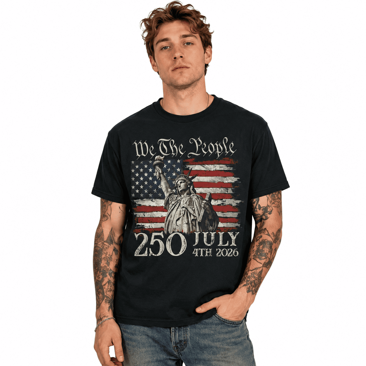 American 250th Anniversary USA Flag Patriotic 4th of July Freedom T-Shirt