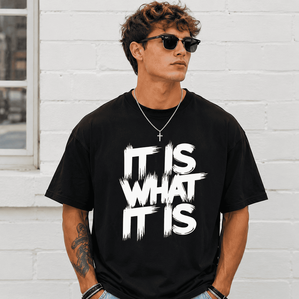 Men’s It is what It is T-Shirt Casual Streetwear Bold Pattern Print Tee
