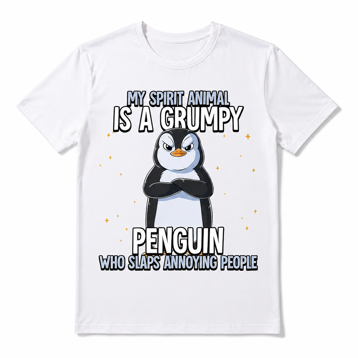 Grumpy Penguin Funny Spirit Animal Humor Graphic T-Shirt Sarcastic Tee