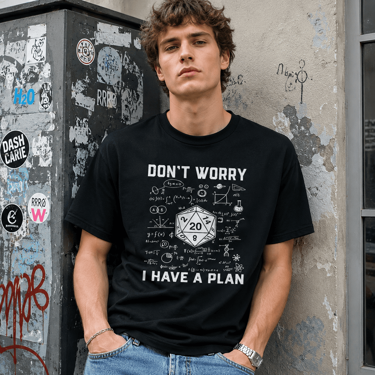 Don't Worry I Have a Plan Funny Nerd Dice Math Graphic T-Shirt Geek Tee
