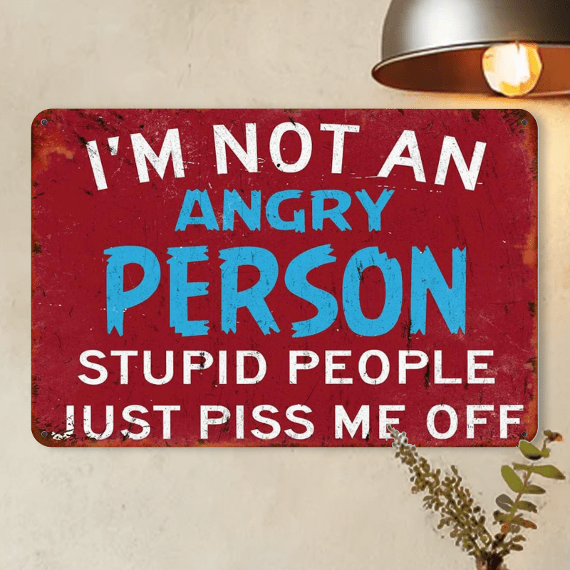 Retro Funny Saying Tin Sign Humorous Stupid People Piss Me Off Bar Art