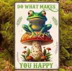 Do What Makes You Happy Frog Metal Tin Sign Inspirational Wall Decor