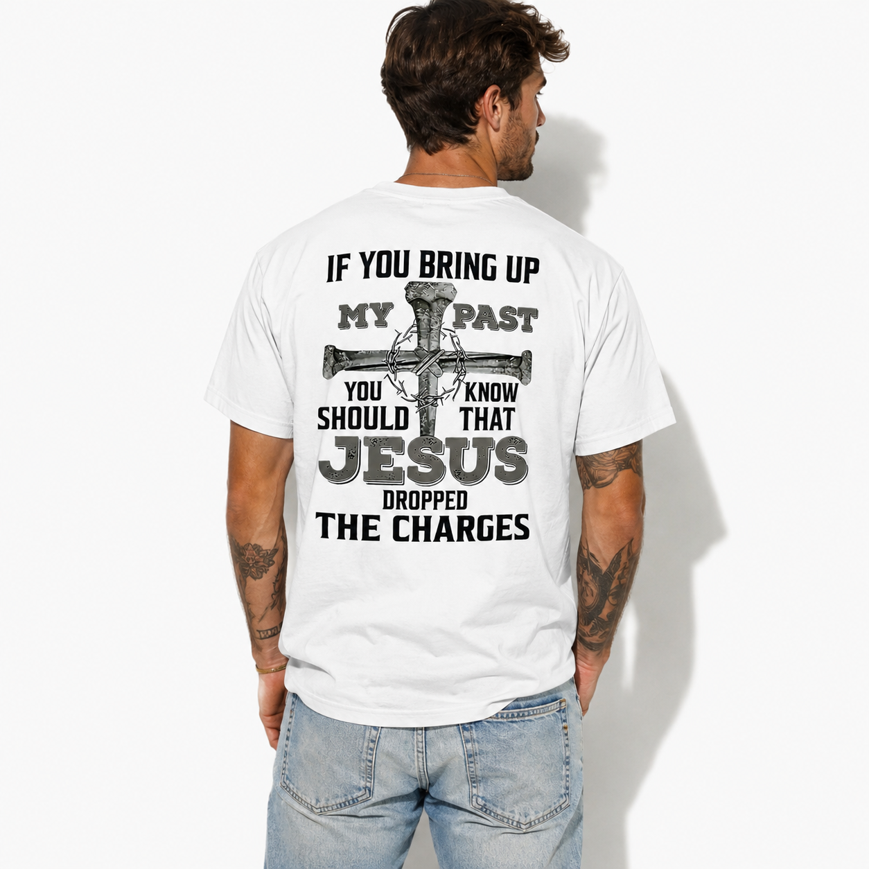 Men's Jesus Dropped The Charges Funny Christian Graphic T-Shirt Tee