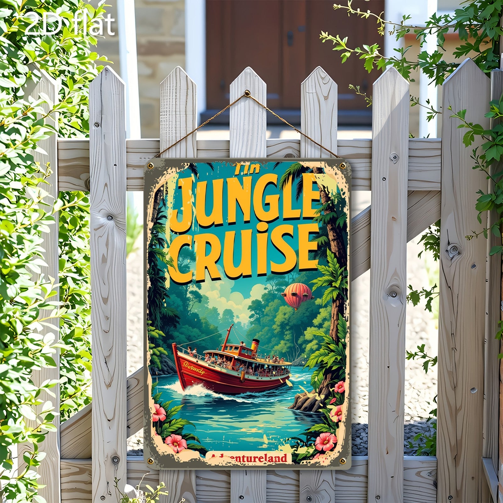 Jungle Adventure Metal Sign - Tropical River Cruise Tin Wall Decor Plaque