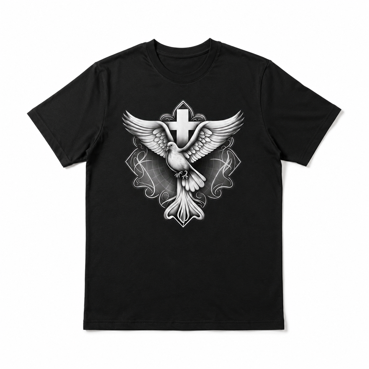 Holy Spirit Dove Cross Christian Faith Religious Church Graphic Men’s T-Shirt