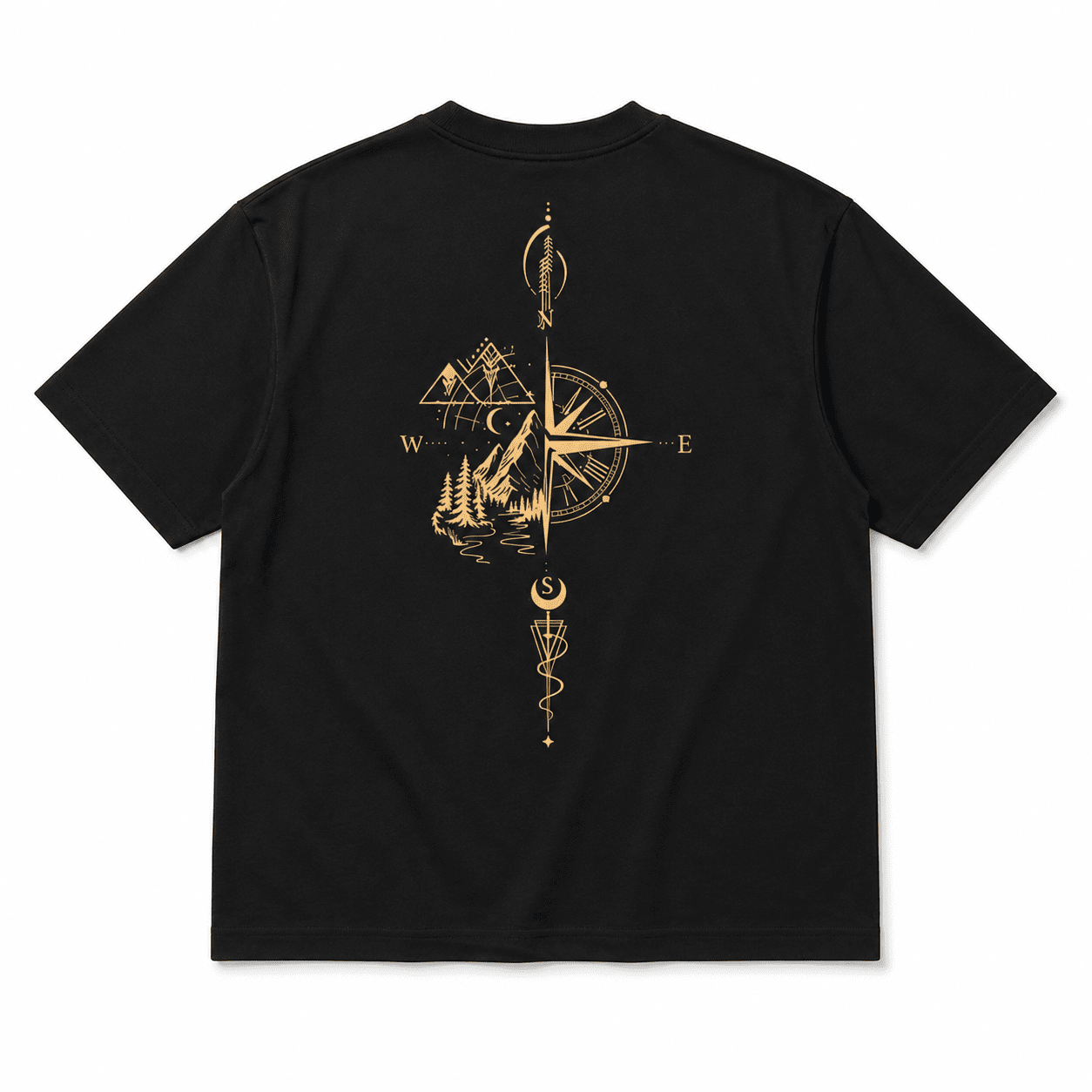 Men's Geometric Hill Print T-Shirt Loose Drop Shoulder Casual Street Tee for Men