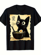 Cute Cat and Ramen Anime T-Shirt Unisex- 100% Japanese Style Printed Tshirt