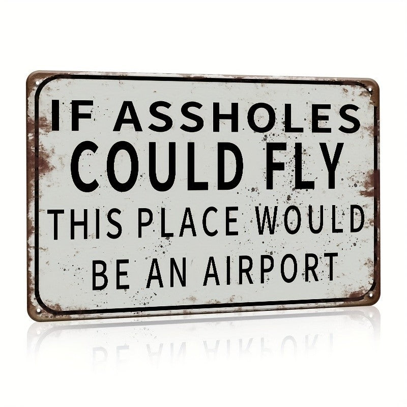 Sarcastic Tin Sign - Humorous "This Place Would Be An Airport" Metal Wall Art