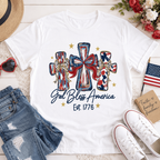 Women's God Bless America 250th Anniversary Patriotic Graphic T-Shirt