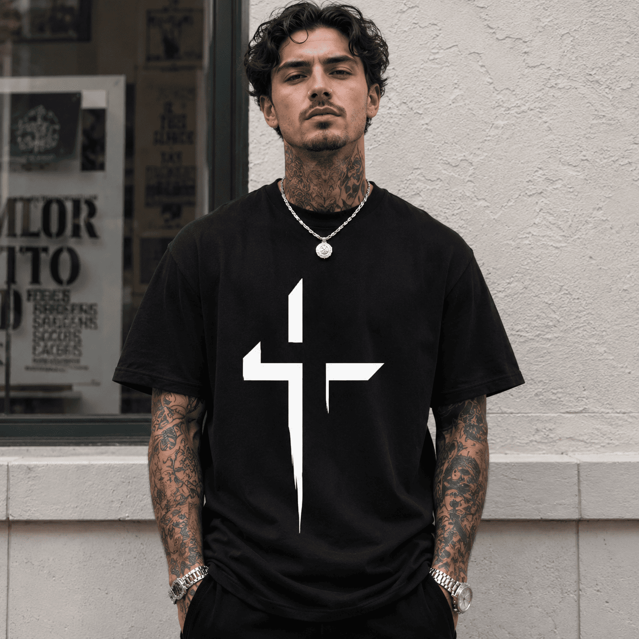 Christian Cross Graphic T Shirt Faith Gift for Men Women