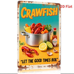 Cajun Seafood Tin Sign - Crawfish Boil Kitchen Metal Poster Wall Art