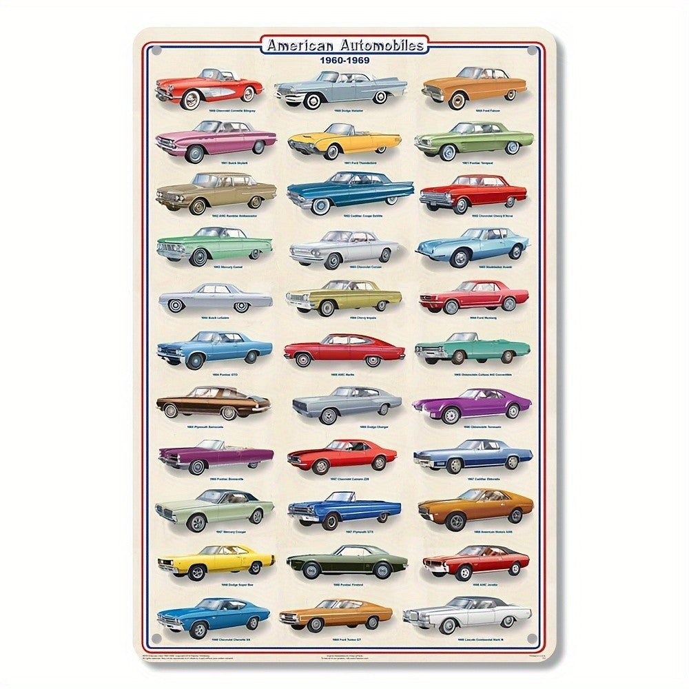 1960s American Cars Metal Sign - Classic Auto Enthusiast Tin Wall Art
