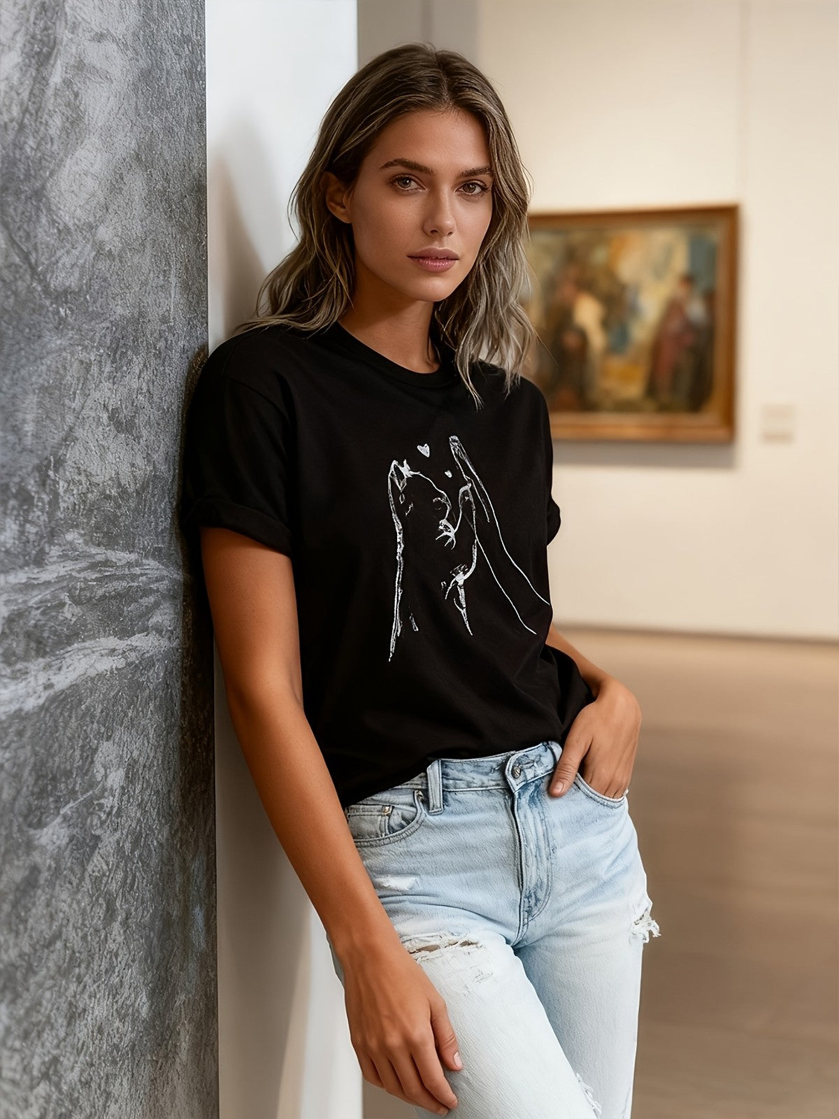 Women's Cat Paw Graphic T-Shirt Cute Pet Lover Casual Crew Neck Short Sleeve Tee