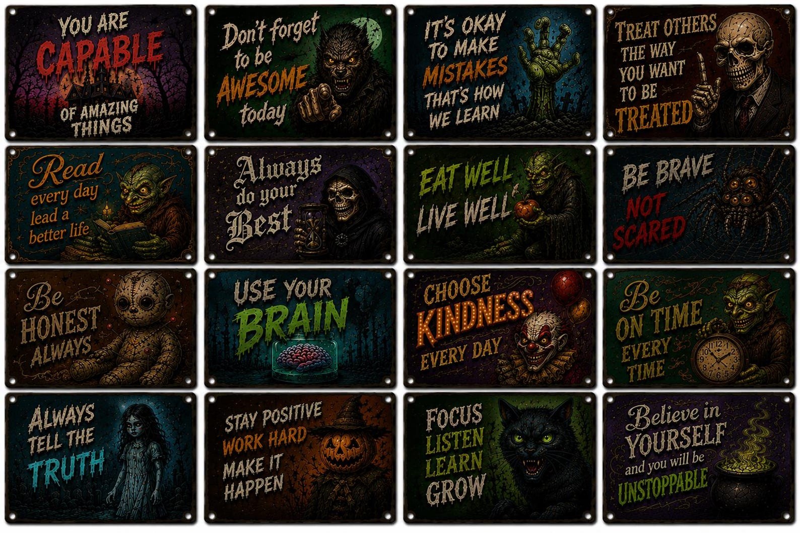 Gothic Metal Sign Horror Quote Wall Decor Witchcore Room Spooky Art Plaque