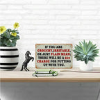 Funny Metal Sign - "$10 Charge For Grouchy People" Tin Wall Art Decor