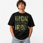 Iron Sharpens Iron Christian Bible Verse Graphic T-Shirt Camouflage Faith Tee