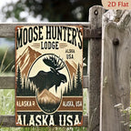 Moose Hunter's Lodge Metal Sign - Alaska Tin Wall Art Decor Plaque