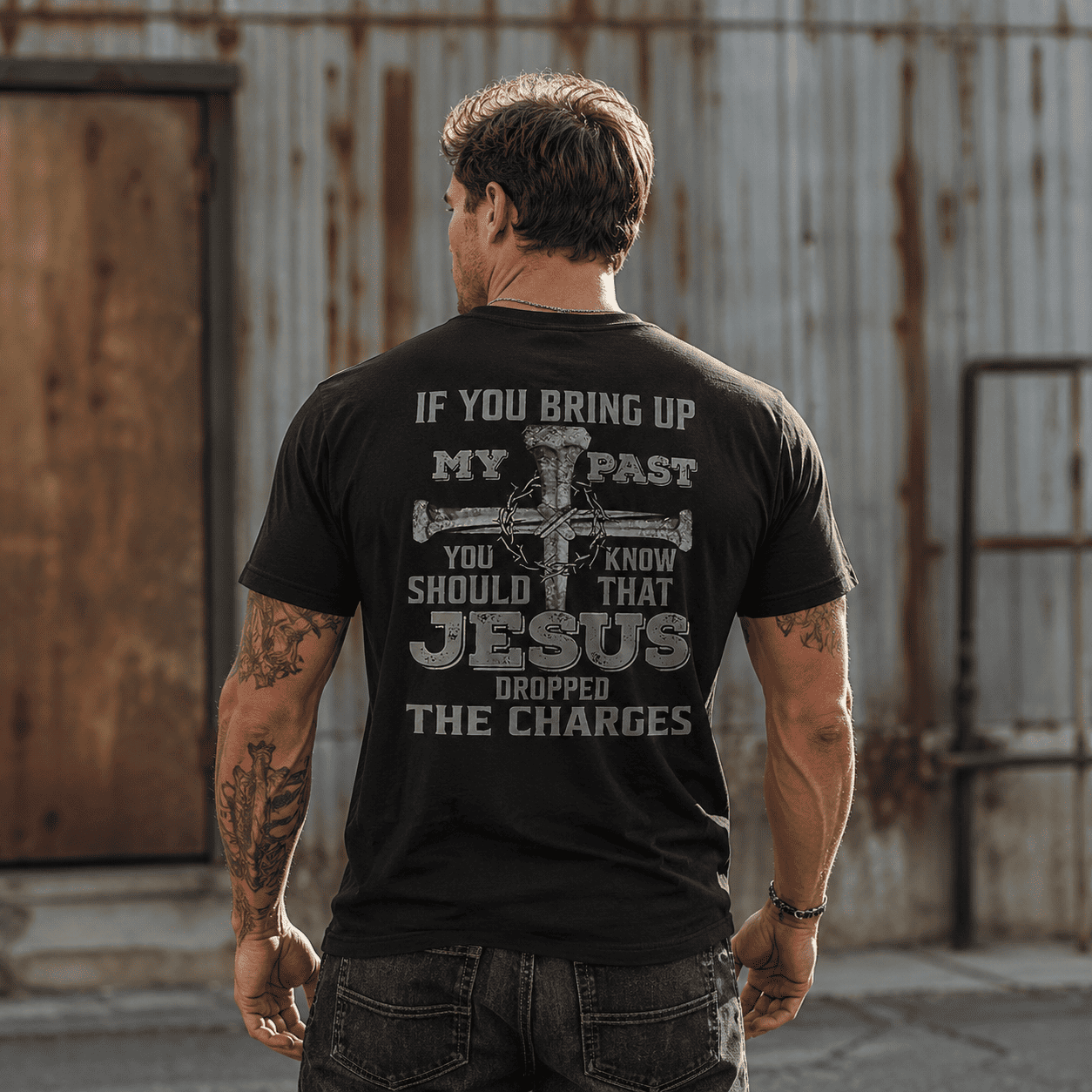 Men's Jesus Dropped The Charges Funny Christian Graphic T-Shirt Tee