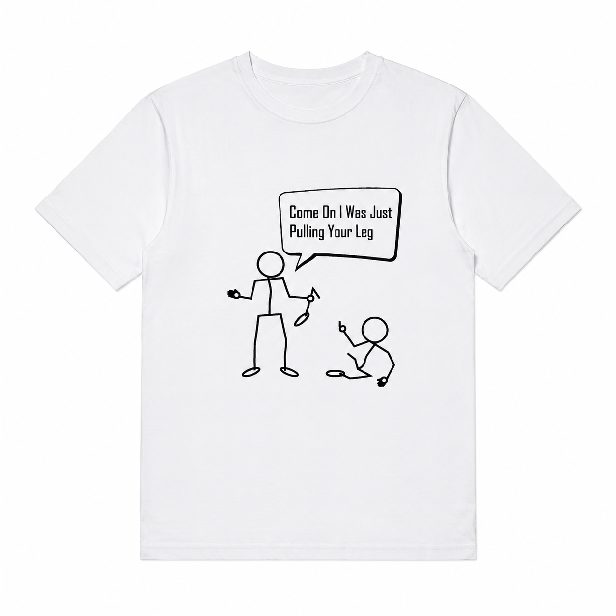 Funny Stick Figure Graphic T-Shirt Minimalist Cartoon Humor Tee