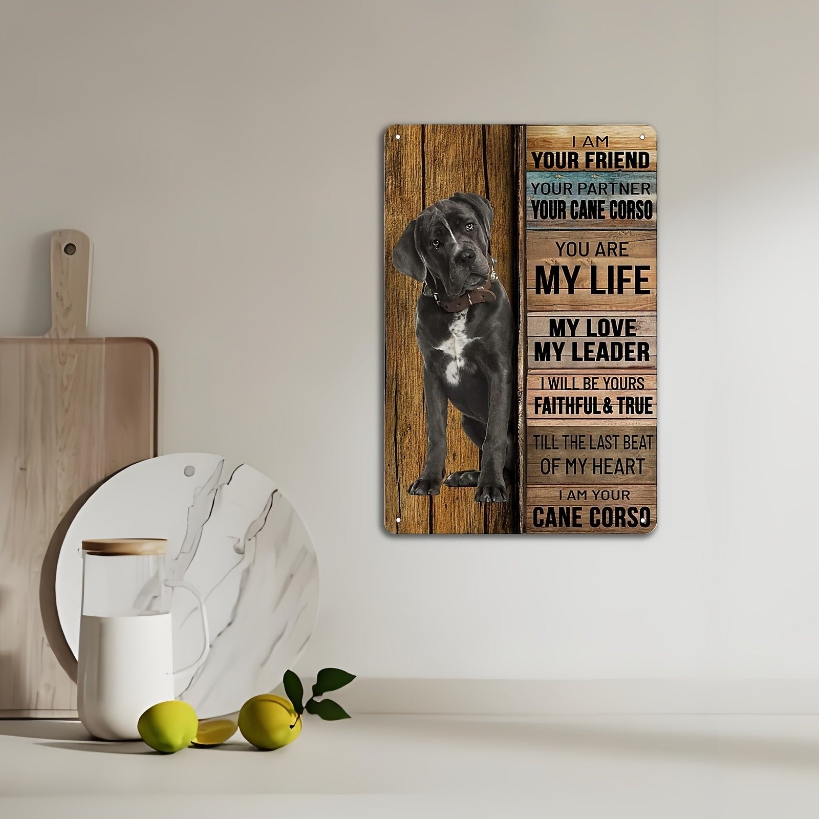 "Cane Corso" Metal Sign - Devoted Dog Quote Tin Wall Art Decor Plaque