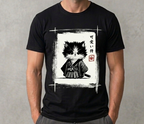 Japanese Samurai Kitten T-Shirt - Cute Neko Graphic Tee - Aesthetic Anime Shirt