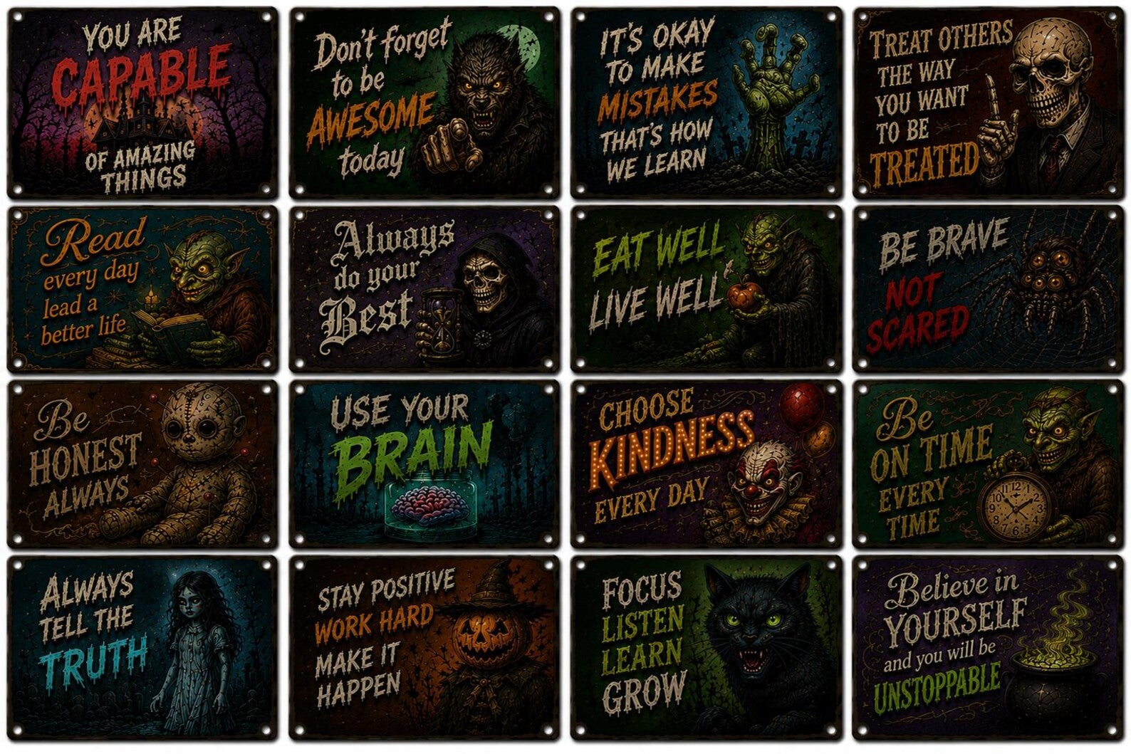 Gothic Metal Sign Horror Quote Wall Decor Witchcore Room Spooky Art Plaque