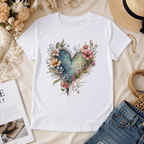 Watercolor Floral Heart Graphic Tee - Aesthetic Nature-Inspired Boho T-Shirt
