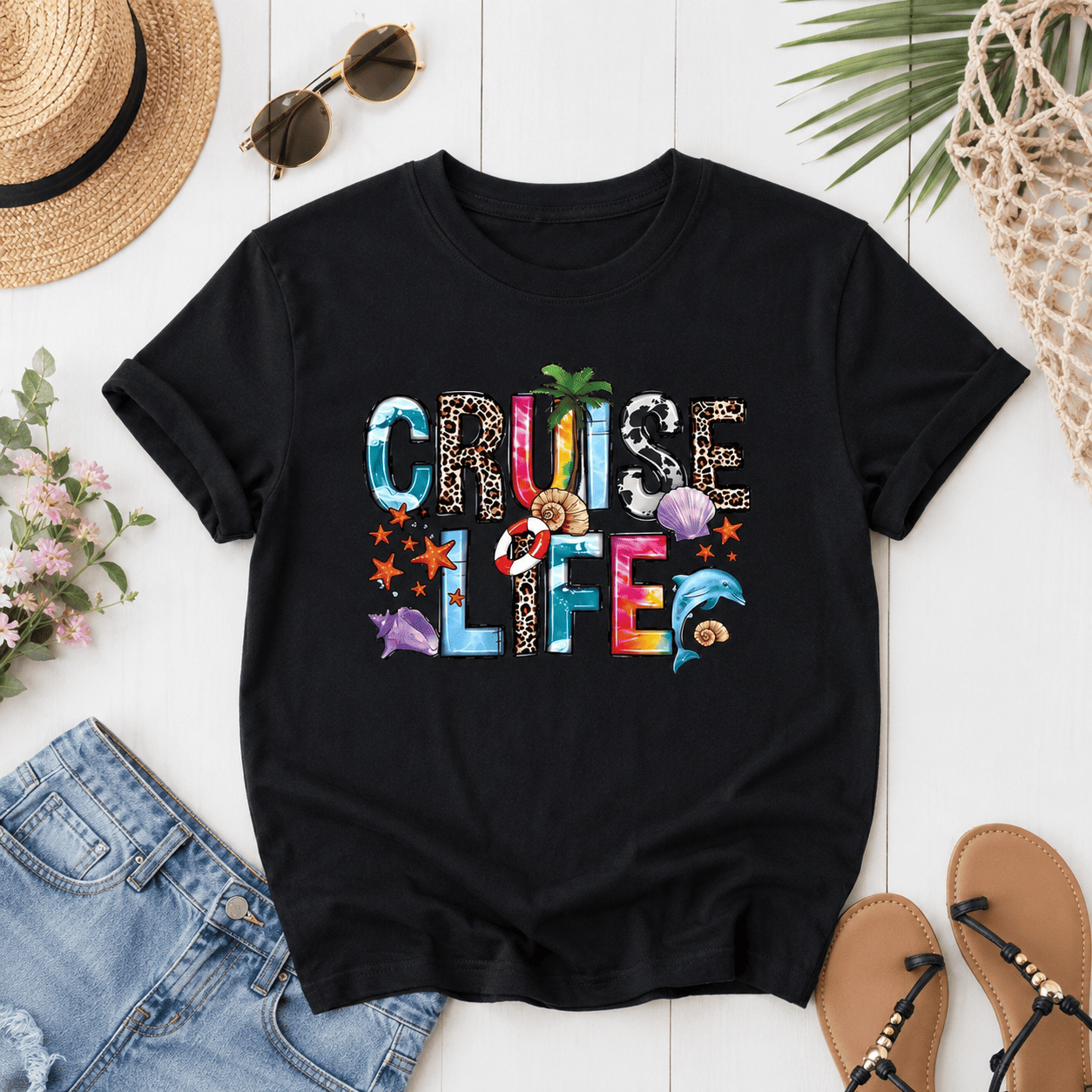 Women Hello Summer Cruise Life Graphic T-Shirt Nautical Beach Vacation Tee
