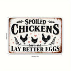 Funny Spoiled Chickens Metal Sign - Retro Coop Lay Better Eggs Tin Wall Decor