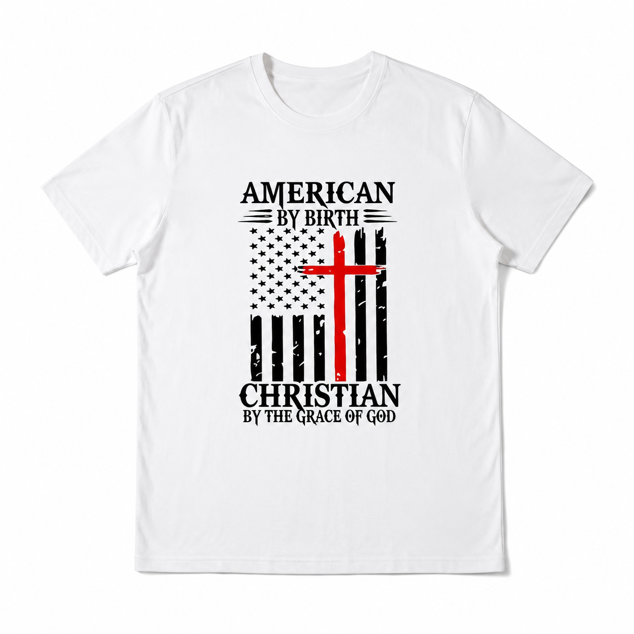 American Christian Faith T-Shirt - Patriotic Flag Cross Graphic - Religious Tee