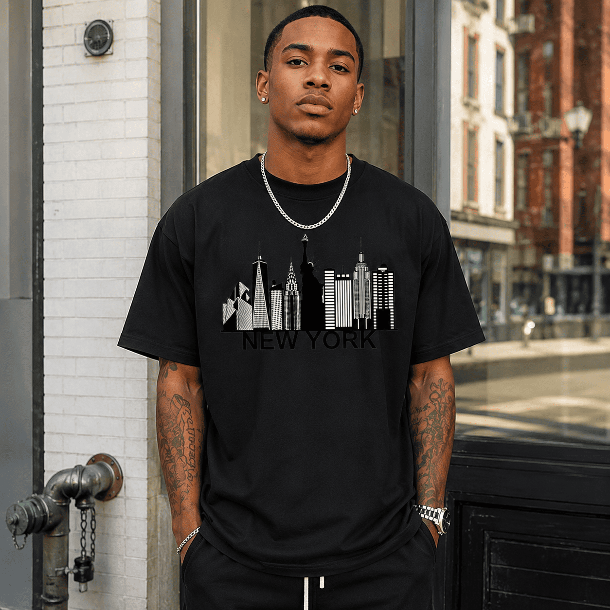 New York Skyline Graphic T-Shirt NYC Cityscape Unisex Casual Tee