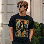 Cat Lady Tarot Card Graphic T-Shirt Gothic Witchy Cat Mom Mystic Aesthetic Tee