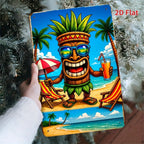 Tiki Bar Metal Sign - Funny Tiki Man With Sunglasses Tin Wall Art Decor